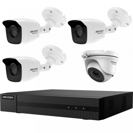 Kit HikVision HiWatch 4 camere 3+1 metalice 4MP IR 40m MK-H018