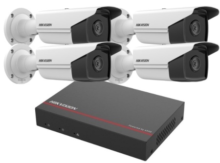 Kit supraveghere 4 camere 2MP, POE bullet, 1TB hdd, 1 NVR 4CH, Hikvision KIT 4CH 4 BULLET 4mm V2