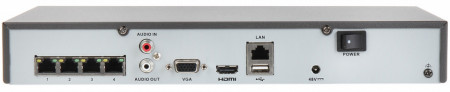 NVR IP HikVision DS-7604NI-K1/4P(B), 4 canale, rezolutie 4K UHD, 4 porturi PoE Plug &amp; Play, compresie H.265+, latime banda 40Mbps, iesire simultana HDMI/VGA, suporta 1 HDD stocare, decodare 4 canale la 1080p, format 1U - Img 3