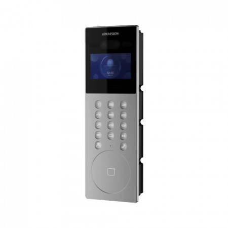 Post exterior videointerfon Hikvision Face Recognition DS-KD9203-E6, ecran LCD 4.3 inch, camera duala 2x2MP, deblocare faciala/card/PIN, cititor card M1, IP65, configurare Web, intrari alarma, alimentare PoE/12VDC - Img 3