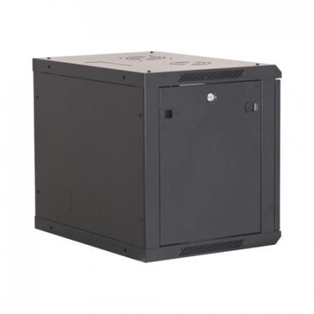 RACK perete 19 inch Asytech ASY-9U-6045W, inaltime 9U, adancime 450mm, capacitate 80kg, usa sticla securizata, panouri detasabile, negru RAL 9004, constructie otel, IP20 - Img 3