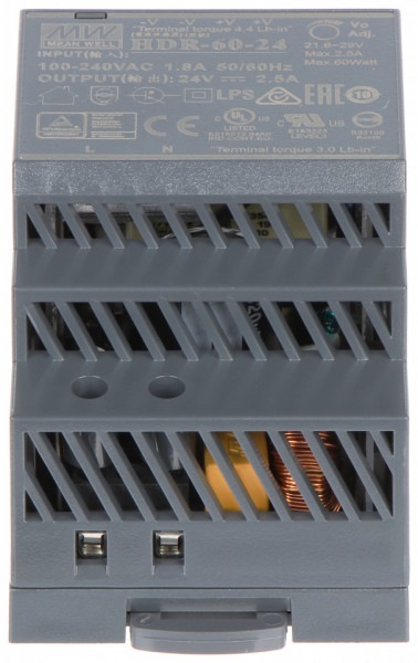 Sursa alimentare 24V 60W HikVision DS-KAW60-2N, montaj pe sina DIN, speciala pentru distribuitoare IP pe 2 fire, putere 60W, iesire 24VDC, design industrial, protectie scurtcircuit, ideal pentru sisteme videointerfonie - Img 2