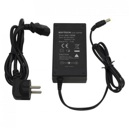 Sursa de alimentare 12V 5A Asytech SDC-12D5E, putere 60W, mufa 5.5x2.1mm, tensiune reglabila +/- 10%, eficienta inalta, protectie suprasarcina, design compact, compatibila camere supraveghere si benzi LED - Img 2