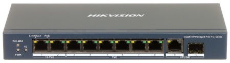 Switch Gigabit HikVision DS-3E0510HP-E Unmanaged, 6 porturi PoE, 2 porturi Hi-PoE (90W), 1 port Uplink RJ45, 1 port SFP, PoE Watchdog, izolare porturi, mod Extend 300m, protectie 6KV, fanless - Img 2
