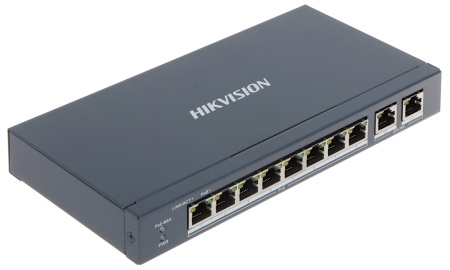 Switch PoE 8 Porturi HikVision DS-3E0310P-E/M, 10/100 Mbps, 2 porturi Gigabit Uplink, transmisie Long Range pana la 300m, putere totala 60W, protectie supratensiune 6KV, carcasa metalica, design fara ventilator - Img 3