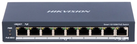 Switch PoE HikVision Smart Managed 8 porturi DS-3E1309P-EI(B), Fast Ethernet, 1x Uplink Gigabit RJ45, buget putere 110W, PoE Watchdog, suporta VLAN, protectie la supratensiune 6kV, transmisie Long Range 300m, prevenire bucle STP/RSTP - Img 3