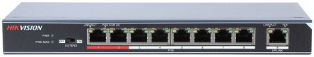 Switch PoE unmanaged HikVision DS-3E0109P-E, 8 porturi Fast Ethernet PoE, 1 port Uplink, transmisie pana la 300m, functia VIP port, protectie supratensiune 6KV, Intelligent PoE Management, carcasa metalica - Img 2