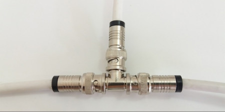Adaptor BNC tip Y, 1 x BNC tata la 2 x BNC mama MK011-BNCX2, fabricat din metal rezistent, conector argintiu pentru ramificarea semnalului video, utilizat in sisteme de supraveghere CCTV si echipamente de masura, conexiune stabila - Img 3
