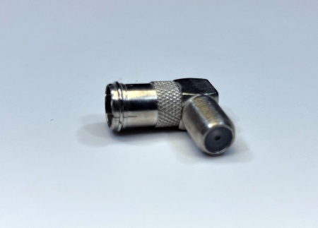 Adaptor coaxial unghiular 90 grade FC-020, mufa F mama la mufa TV mama, conector metalic argintiu, ideal pentru conexiuni in spatii inguste, montaj rapid prin infiletare, pachet 1 bucata - Img 3