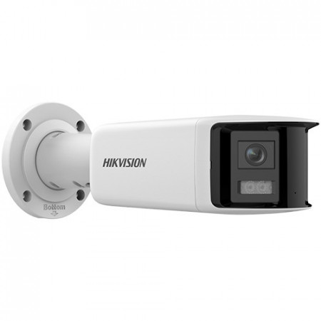 Camera Hikvision IP 4MP AcuSense cu microfon incorporat si Strobe light Panoramic View DS-2CD2T47G2P-LSU/SL