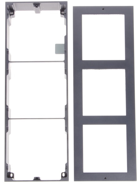 Carcasa interfon montaj aparent HikVision DS-KD-ACW3/S, rama modulara pentru 3 module, material otel inoxidabil de inalta calitate, include 3 panouri frontale, capac buton si accesorii necesare instalarii, design robust - Img 7