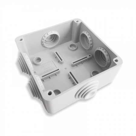 Doza derivatie patrata Gewiss GW44004, dimensiuni 100x100x50mm, protectie IP55 si IK08, material tehnopolimer fara halogeni, 6 intrari cu presetupe, capac cu suruburi inox, rezistenta la foc 650 grade Celsius - Img 2