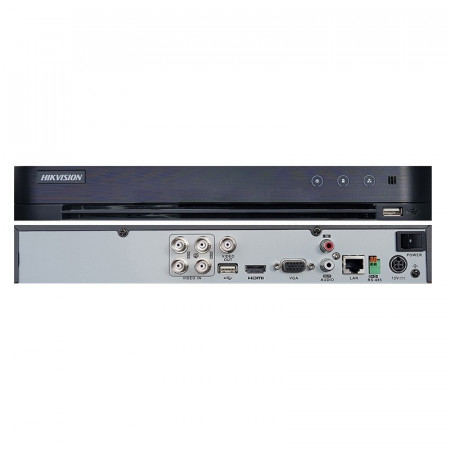 DVR analogic Hikvision DS-7204HQHI-K1/P, 4 canale 1080p, tehnologie PoC alimentare prin coaxial, 1 slot HDD, compresie H.265 Pro+, 1080p@15fps, intrare adaptiva 5 semnale, suporta 6 camere IP, format compact 1U - Img 2