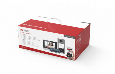 Kit videointerfon IP 2 MP HikVision DS-KIS604-S, pentru vila/casa, include post exterior metalic, monitor 7 inch Touchscreen, Switch PoE 4 porturi, card SD 16GB, control aplicatie Hik-Connect, Wi-Fi, alimentare inclusa - Img 2