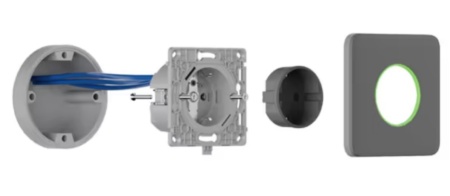 Priza smart incorporabila AJAX Outlet type F Jeweller, priza tip F Schuko wireless, control prin aplicatie si scenarii, monitorizare tensiune, curent si temperatura, pana la 3 kW, LED backlight, range - Img 2
