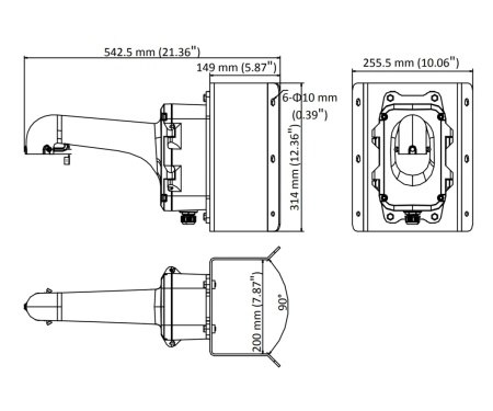 Suport de perete HikVision DS-1604ZJ-BOX pentru camere PTZ Speed Dome, doza de jonctiune inclusa, material aliaj de aluminiu, iesire cabluri spate si jos, carlig pentru cablu siguranta, montaj profesional exterior - Img 6