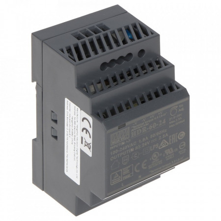 Sursa alimentare 24V 60W HikVision DS-KAW60-2N, montaj pe sina DIN, speciala pentru distribuitoare IP pe 2 fire, putere 60W, iesire 24VDC, design industrial, protectie scurtcircuit, ideal pentru sisteme videointerfonie - Img 3