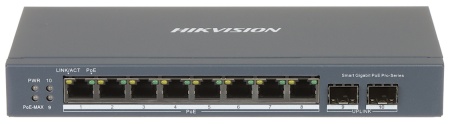 Switch Gigabit HikVision Smart Managed DS-3E1510P-SI, 8 porturi PoE (30W/port), 2 porturi SFP fibra optica, PoE Watchdog, mod Extend 300m, protectie 6KV, management L2 (VLAN/STP), carcasa metalica - Img 2