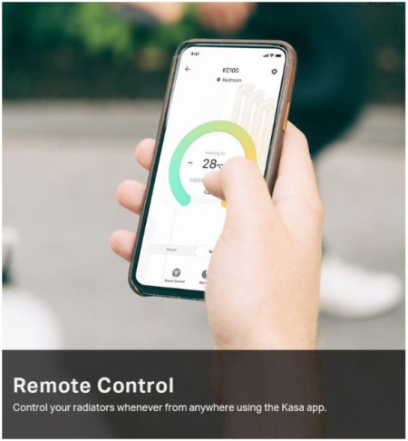 Termostat inteligent TP‑Link Kasa KE100 Kit, control precis temperatura calorifere, programe si timere automate, control vocal Alexa/Google/Siri, protectie impotriva inghetului, aplicatie mobila, compatibil M30x1.5, necesita hub Kasa - Img 5