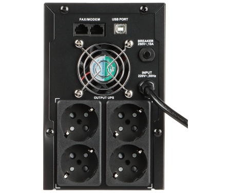 UPS back‑up HikVision DS‑UPS2000, AVR integrat pentru stabilizare tensiune, incarcare super rapida, gama larga intrare, protectie la suprasarcina, scurt‑circuit si supratensiuni, port USB pentru control remote si afisaj LCD pentru starea sistemului - Img 3