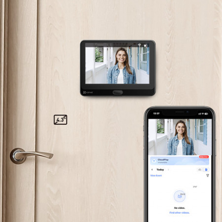 Vizor digital inteligent Ezviz CS-HP4(2WPFBS), ecran color 4.3 inch, rezolutie Full HD 2MP, unghi vizualizare 155 grade, Wi-Fi, audio bidirectional, vedere nocturna 3m, slot card microSD 512GB, acumulator reincarcabil - Img 3