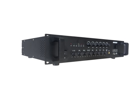 Amplificator audio public address Hikvision DS-QAE0A240G1-VB6 putere 240W, 6 zone, intrari EMC/MIC/AUX/Bluetooth/USB/Card SD, suport reglare volum si continut audio pe doua zone independente - Img 3