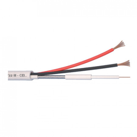 Cablu Elan Microcoaxial + alimentare 2x0.5, Cupru 100%, 100m MCX75-2x0.5