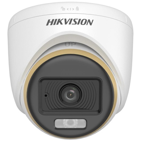 Camera supraveghere analogica HikVision turret 2MP DS‑2CE70DF3T‑LPFS(2.8mm) ColorVu dual‑light, imagine color 24/7, true WDR 130dB, 3D DNR, lumina alba/IR pana la 20 m, microfon incorporat, 4‑in‑1 TVI/AHD/CVI/CVBS - Img 2