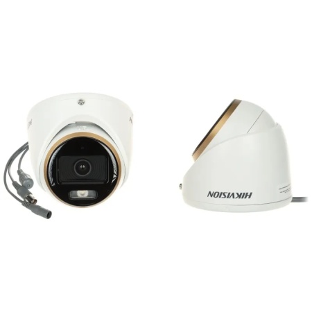 Camera supraveghere analogica HikVision turret 2MP DS‑2CE70DF3T‑MFS(2.8mm) ColorVu Audio, imagini color 24/7 cu F1.0, WDR 130 dB, 3D DNR, IR alb 20 m, microfon integrat, semnal TVI/AHD/CVI/CVBS switchable, rezistenta IP67 - Img 2