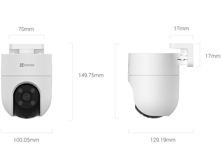 Camera supraveghere IP Wi-Fi Ezviz PT Dome 4MP CS-H8c (4MP,4mm), exterior, Color Night Vision, IR 30m, lentila 4mm, detectie AI persoane, auto-tracking, slot card 512GB, ONVIF, Digital WDR, 3D DNR, protectie apa - Img 2