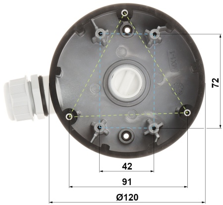 Doza de conexiuni pentru camere de supraveghere HikVision DS-1280ZJ-DM46, material aliaj de aluminiu, culoare alb, montaj pe perete sau tavan, design rezistent la intemperii, gestionare cabluri inclusa - Img 2
