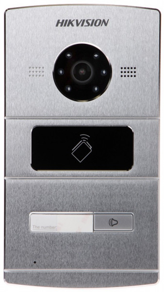 Post exterior videointerfon IP HikVision DS-KV8102-IM pentru 1 familie, rezolutie 1.3MP HD, cititor card IC integrat, iluminare IR 5m, carcasa aluminiu, protectie IP65, montaj ingropat, alimentare PoE/12V, seria Pro - Img 2