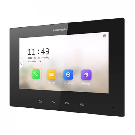Post interior videointerfon Hikvision IP 7 inch DS-KH6220-LE1, ecran color non-touch, rezolutie 1024 x 600, alimentare PoE standard, vizualizare camere IP si post exterior, butoane fizice, design slim, configurare LAN - Img 2
