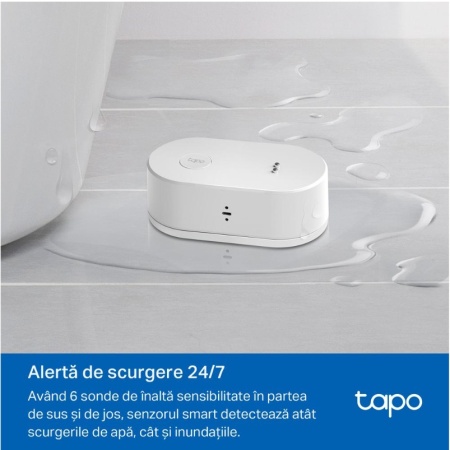 Senzor smart inundatie wireless TP-Link Tapo T300, detectie scurgeri apa cu 6 sonde, alarma sonora 90dB si luminoasa, notificari in aplicatie, protectie IP67, control prin Hub Tapo, instalare flexibila interior - Img 3
