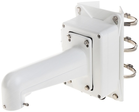 Suport de colt HikVision DS-1602ZJ-BOX pentru camere supraveghere, material aliaj de aluminiu si otel, cutie de jonctiune integrata pentru cabluri, culoare alb Hikvision, montaj robust pe colt exterior - Img 2