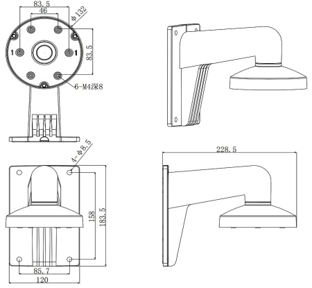 Suport perete HikVision DS-1273ZJ-130, montaj camere tip Dome, material aliaj aluminiu, culoare Hikvision White, design cu canal pentru management cabluri, rezistent la intemperii, instalare usoara, constructie robusta - Img 6