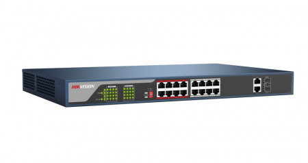 Switch PoE unmanaged HikVision DS-3E0318P-E(C), 16 porturi Fast Ethernet PoE, 2 porturi Uplink Combo, functia PoE Watchdog, transmisie pana la 300m, port isolation, protectie 6KV, putere totala PoE 230W, 19 inch - Img 2