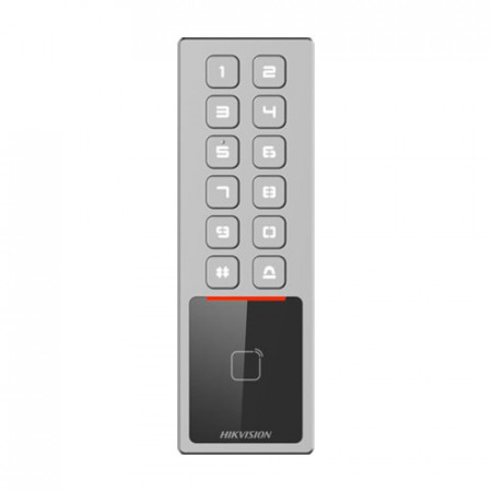 Terminal control acces IP Hikvision DS-K1T805MX, cititor carduri Mifare, tastatura PIN, capacitate 10.000 carduri, control prin Hik-Connect, configurare Web, protectie IP65 si IK08, carcasa metalica, design compact, culoare argintiu - Img 3