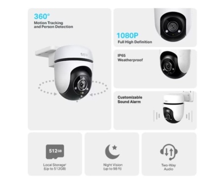 Camera supraveghere exterior VIGI C540 (4mm), 4MP 2560x1440 Full-Color, Pan/Tilt cu auto tracking, IP66, detectie smart, H.265+, audio bidirectional, microSD 512 GB, ONVIF, control prin aplicatia VIGI, garantie 3 ani - Img 2