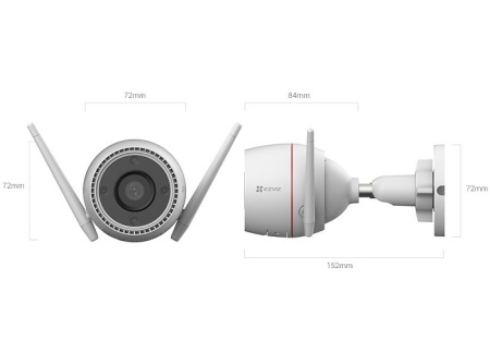 Camera supraveghere IP Wi-Fi Ezviz Bullet 4MP CS-H3c (4MP,2.8mm,color), Color Night Vision, IR 30m, lentila 2.8mm, IP67, detectie forma umana, slot card 512GB, ONVIF, Digital WDR, 3D DNR, compatibil Alexa si Google - Img 2