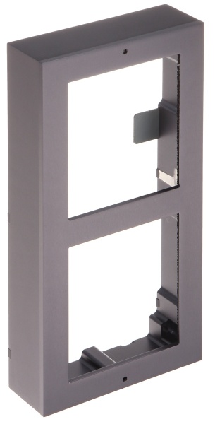 Carcasa interfon montaj aparent HikVision DS-KD-ACW2/S, rama modulara pentru 2 module, material otel inoxidabil rezistent, include 2 panouri frontale, capac buton si accesorii montaj, finisaj premium argintiu - Img 2
