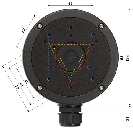 Junction Box Hikvision DS‑1280ZJ‑S(Black), din aliaj de aluminiu, culoare neagra, proiectat pentru montaj sigur si organizat al camerelor de supraveghere, design robust pentru aplicatii exterioare si interioare - Img 3