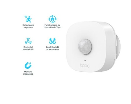 Senzor de miscare inteligent TP‑Link Tapo T100, detectie pana la 7m, unghi reglabil 120°, sensibilitate ajustabila, alerte instant prin aplicatie, controleaza alte dispozitive Tapo, alimentare pe baterii cu autonomie 2 ani, montaj simplu - Img 2