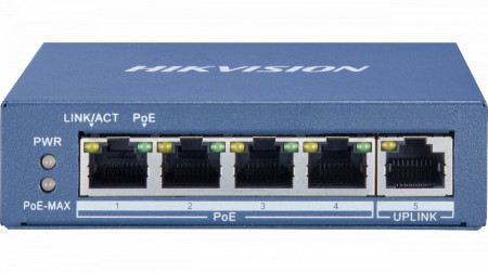 Switch 4 porturi PoE Gigabit Hikvision DS-3E0505P-E/M