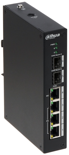 Switch industrial PoE Dahua 4 porturi DH-PFS3206-4P-96, Layer 2 unmanaged, suporta standarde IEEE802.3af/at si Hi-PoE, capacitate MAC 8K, cascada prin port SFP, design industrial pentru temperaturi extreme, putere totala 96W - Img 3