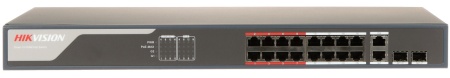 Switch Smart Managed PoE Hikvision DS-3E1318P-EI/M, 16 porturi Fast Ethernet, 1 port Gigabit RJ45, 1 port Gigabit Combo, buget total 130W, PoE Watchdog, transmisie pana la 300m, protectie 6kV, suport VLAN si STP/RSTP - Img 2