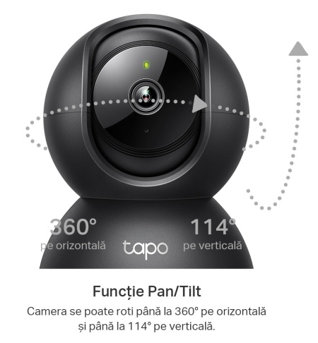 Camera TP-Link Tapo C201, 1080p Full HD, Pan/Tilt 360°/114°, Night Vision 12 m, detectie miscari cu notificari, audio bidirectional, microSD 512 GB, Privacy Mode, comenzi vocale Alexa/Google, criptare sigura - Img 2