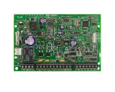 Modul de control acces: 4 fire conexiuni pentru 1 uşă: cititor de cartelă, REX, contact de uşă şi ieşire de yală; compatibil cu cititoarele Wiegand 26-bit sau Paradox ACM12