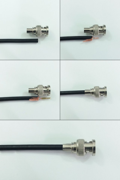 Mufa BNC MK016-BNC58 cu sertizare pentru cablu coaxial RG58, fabricata din metal de inalta calitate, conector rezistent pentru semnal video stabil, utilizata in sisteme de supraveghere analogica si echipamente radio, montaj sigur - Img 2