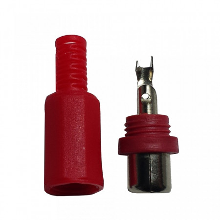 Mufa RCA mama Mekpro MK031-RCAMR, constructie din plastic rezistent, culoare rosie pentru identificarea usoara a canalului audio dreapta, montaj facil pe cablu, conexiune stabila si sigura, ideala pentru sisteme multimedia - Img 2